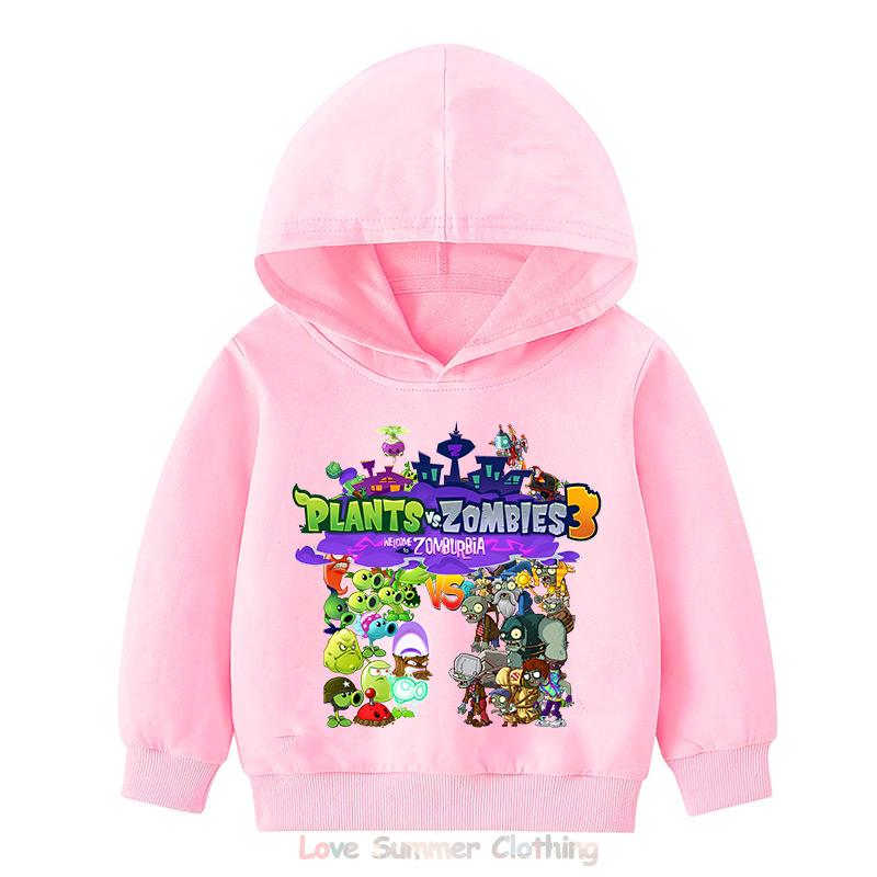 Boys Hoodie Age 4-14 Plants HD Print Zombies Thin Girls Pullover Girls Casual Wear Fall Hoodie Long Sleeve Polyester New Arrivals 2025