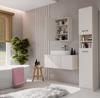 Hanging Bathroom Cabinet with Mirror Above Sink Pola 1Dl 1 Door Cashmere