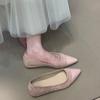 2025 new flat shoes French versatile pointed inner height increase with skirt splicing commuter shoes