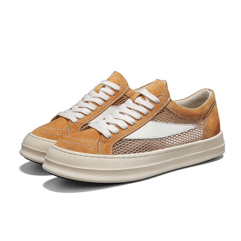 

Fashion Men Shoe Male All-match Driving Shoes Hollow Out New Men Casual Shoes Lace-Up Male Comfortable Flats Lightweight Mens Sneakers 38 коричневий