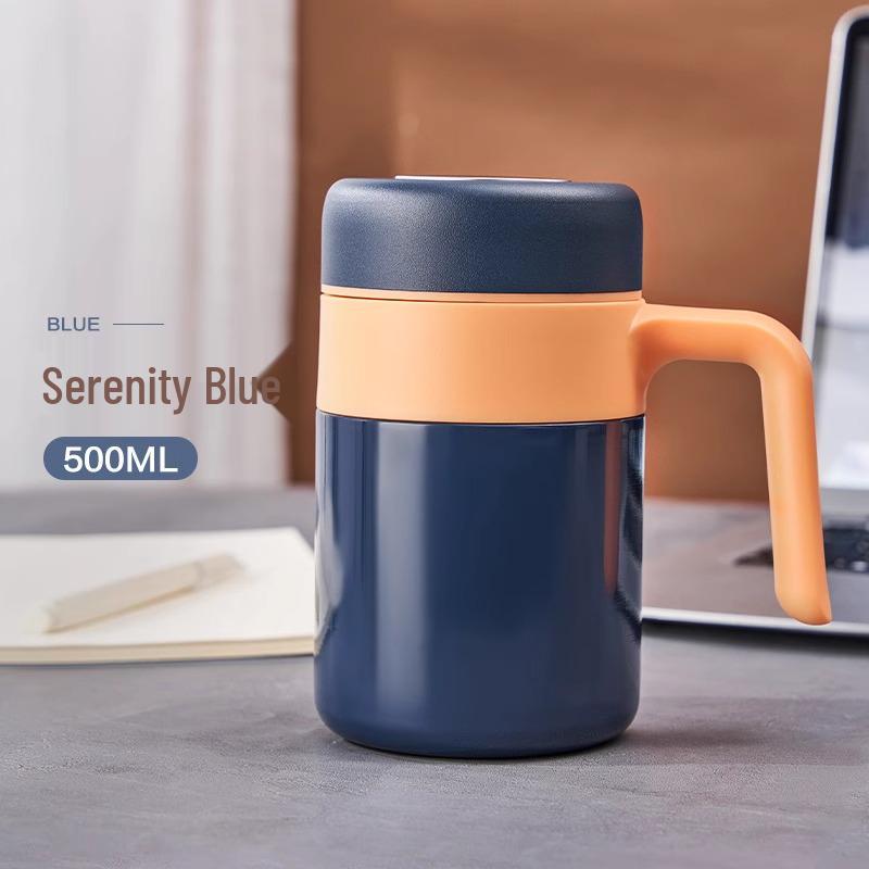 316 Stainless Steel Office Thermos Mug with Handle for Tea Separation, Suitable for Men and Women