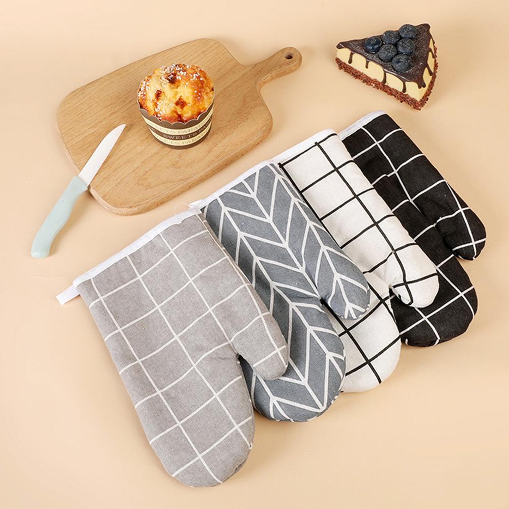 1PC gray single cotton and linen baking microwave oven heat-resistant gloves, heat-resistant kitchen insulation