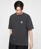 GRAVER [Unisex] Flower Smile Logo Embroidered Pigment Short Sleeve T-Shirt_Black Charcoal