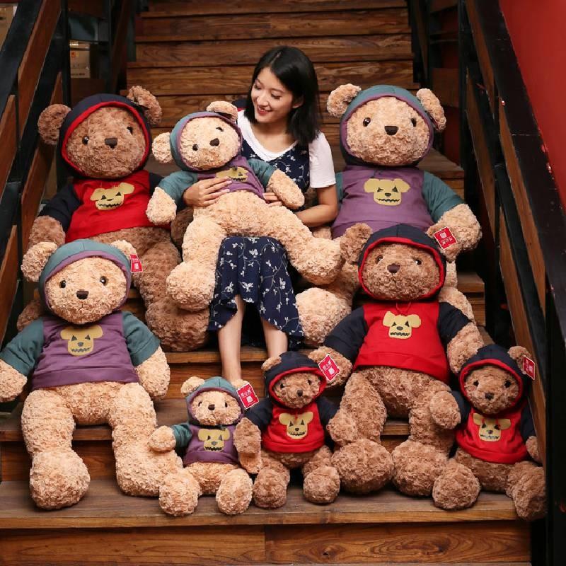 Bear In Teddy A Hoodie Plush Toy Cartoon Stuffed Doll Decoration Gifts Kids