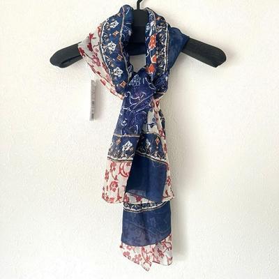 Used [New with Tags] Mariamne Melhorn 100% Premium Silk Pareo Scarf Navy