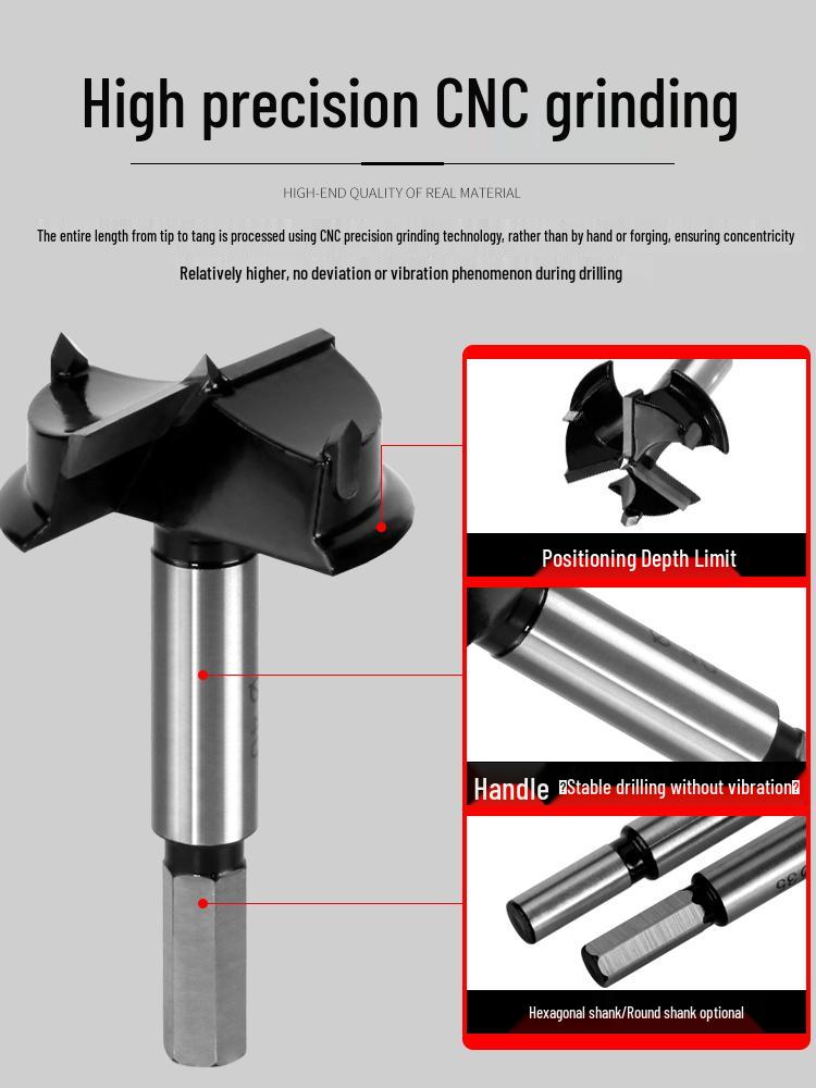 Wood Board Hinge Hole Opener with Limit for 40mm Cabinet Door, 35mm Positioning Drill Bit, and Plywood Planer