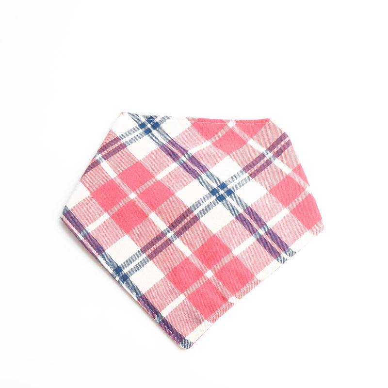 New Pet Dog Collar Plaid Bandana Bib Double Layer Thick Cotton Dog Scarf Dogs Accessories Dogs Walking Dog Harness and Leash Set