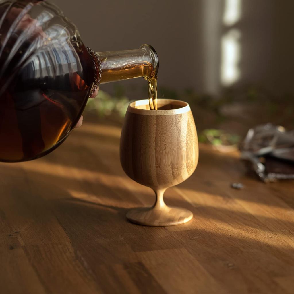 RIVERET Brandy Vessel Glass, 250ml, Bamboo, Dishwasher Safe, White, RV-117W