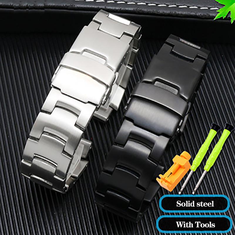 Solid Stainless Steel Watchband for PROTREK Casio PRG-260 PRG-270 PRG-550 PRW-3500/2500/5100 Watch Band Strap Silver Black 18mm