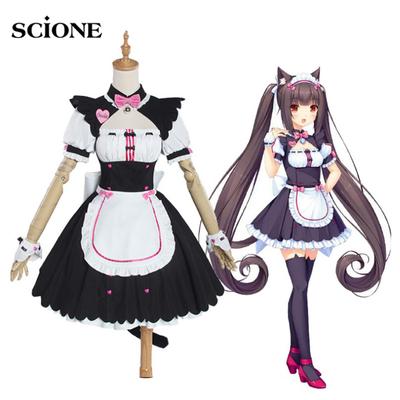 10pcs Sets Party Chocola NEKOPARA Cosplay Chocolahalloween Vanilla Maid Dress Costume Cat Neko Girl NEKOPARA Cosplay Women Costume Game