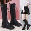 Women's Fashion Lace-up Belt Buckle Not Tired Feet Thick Sole Soft Elastic Comfortable Shock Absorption Waterproof Non-slip Casual Sports High Boots