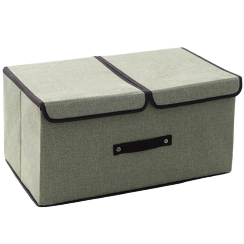 Stylish Cotton Linen Underwear Box Storage Container with Covers for Bedroom