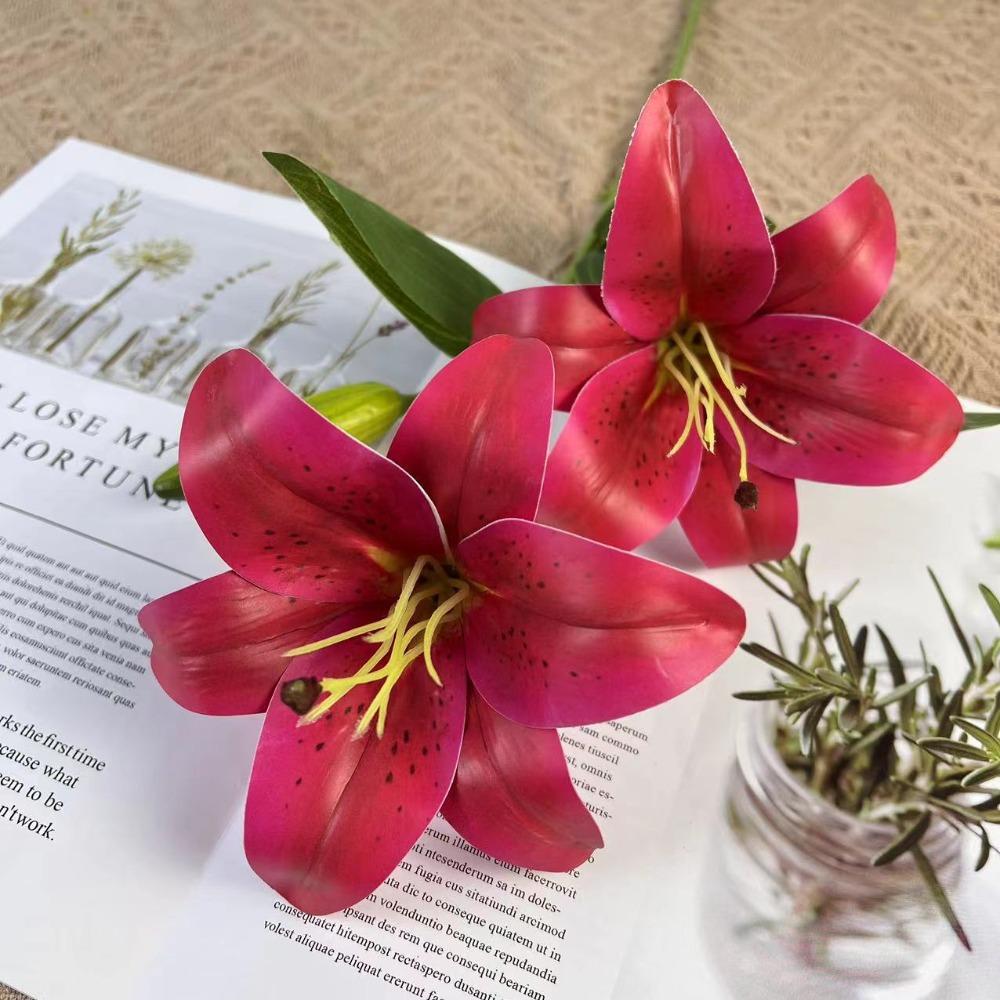 65cm Artificial Lily Flower Silk Wedding Bridal Bouquet New Fake Lily Bouquet  Living Room Decor