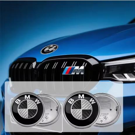 MLKQ6 1/4/7Pcs Automobile Hood and Trunk Badge Carbon Fiber Decorative Badge 74/82mm for BMW X5E70 E30 F32 F35 F02 F07 F18 F07