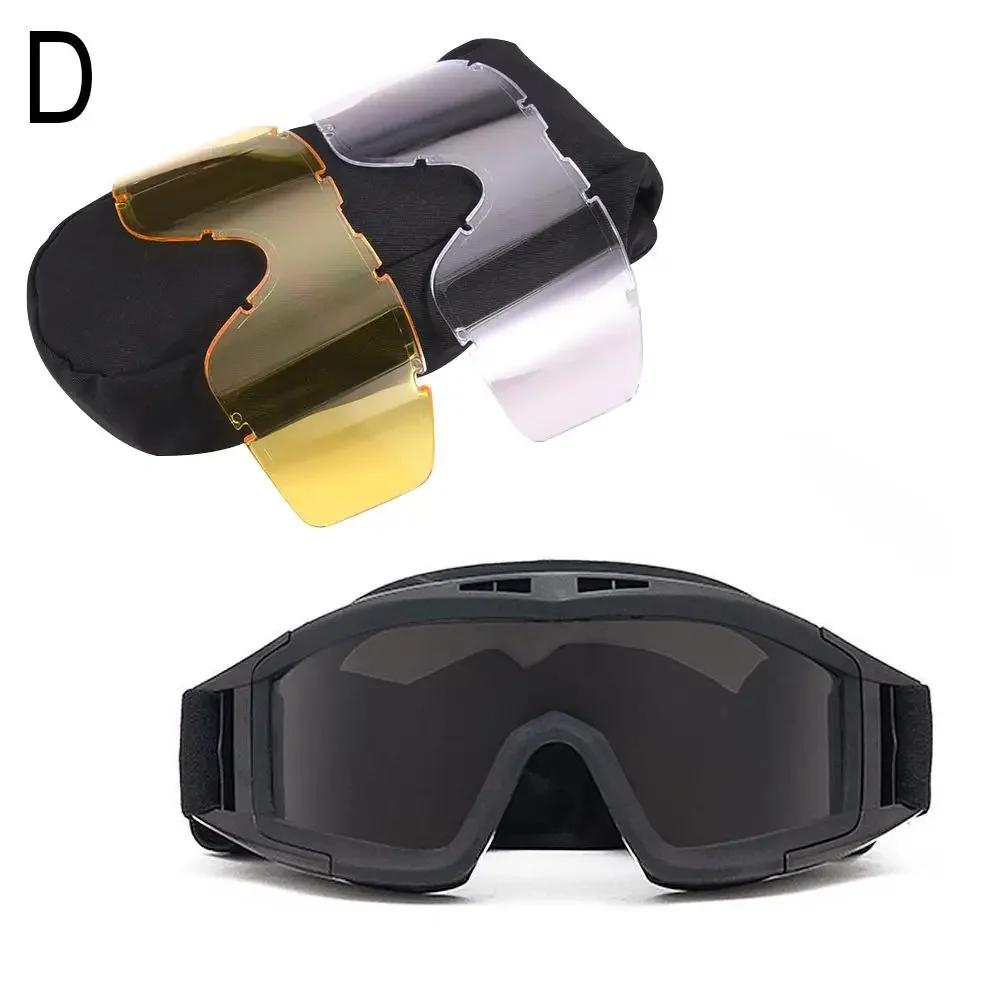Tactical Safety Goggles 3 Lens Wind Shield Anti-Dust Shooting Motocross Motorcycle Mountaineering Eyeglasses Safe CS Game Eyeglasses