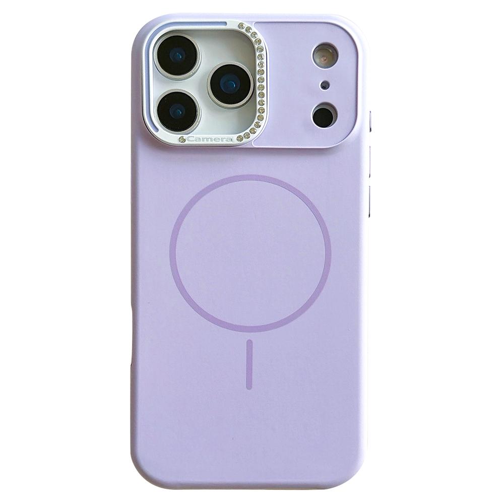 For iPhone 17 Pro Max Case Compatible with MagSafe Rhinestone Decor Lens Frame Silicone Phone Cover