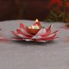 Lotus Diya Puja Oil Lamp - Metal Handpainted Deepak -Home Temple Puja Articles Decor