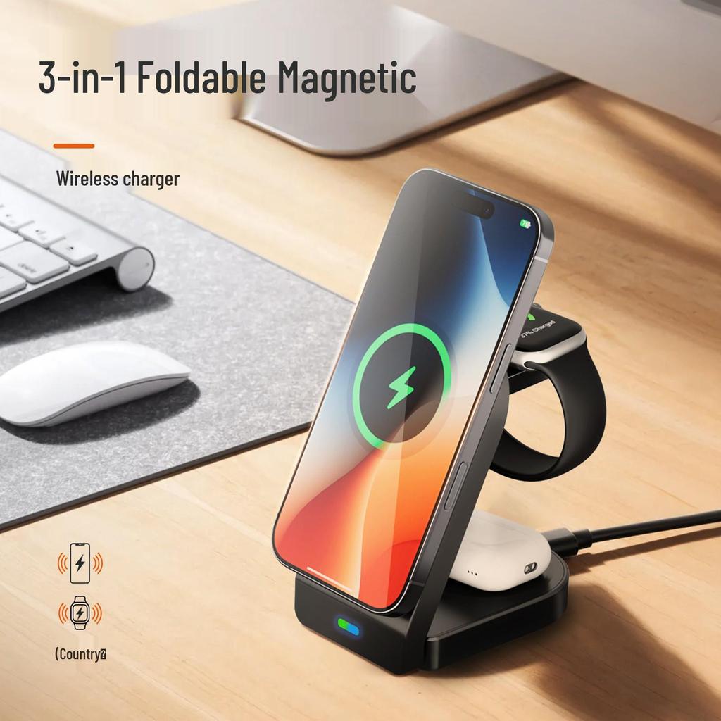 3-in-1 Foldable Magnetic Wireless Charger for Apple Devices