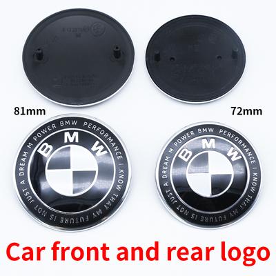 Competition Black White Emblem Set for BMW Hood Trunk Wheel Steering Badge 7Pcs 74m 82mm 68mm 56mm Universal 2-Pin 3-Pin Clips
