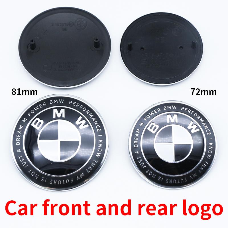 Competition Black White Emblem Set for BMW Hood Trunk Wheel Steering Badge 7Pcs 74m 82mm 68mm 56mm Universal 2-Pin 3-Pin Clips