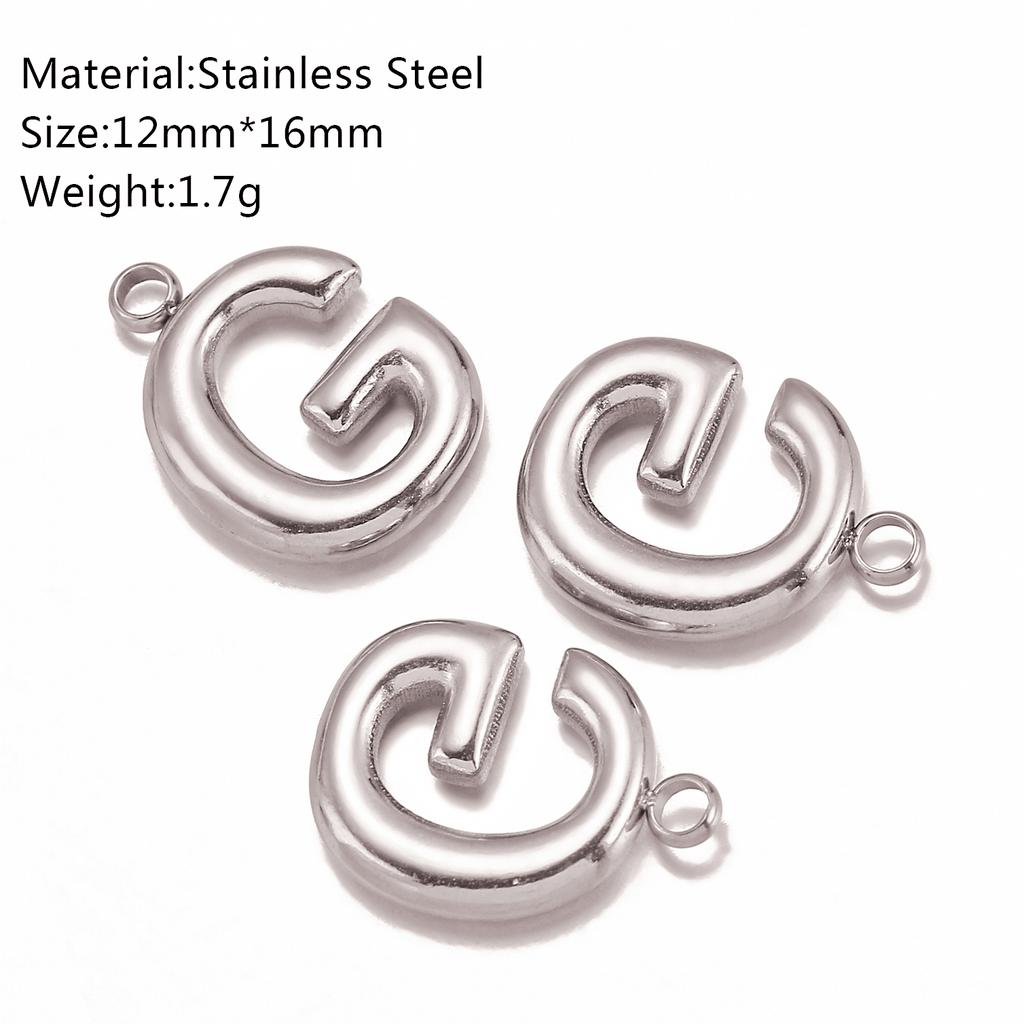3Pcs Bubble Alphabet Charm Silver Color Stainless Steel Initial English Letter Pendant DIY Bracelet/Necklace Gift Jewelry Making