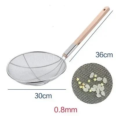 Stainless steel big long noodle French fries colanders strainer basket wooden handle frying net Hot Pot leaky filter sieve sink