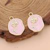 10Pcs Gold Plated Enamel Rose Flower Charm Pendant For Jewelry Making Bracelet Necklace Diy Earrings Accessories Craft