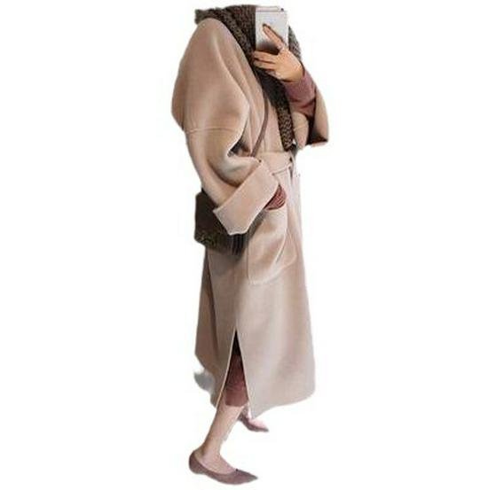 Ullkappa i Hepburn-stil, dubbelsidig - Mellång, bomullsvadderad, förtjockad för höst/vinter 2025, koreanskt mode för kvinnor