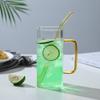 13oz 375ml Square Glass Mug Breakfast Milk Cup Transparent Beer Coffee Drinkware Glass with Handle Simplicity Household Tumblers