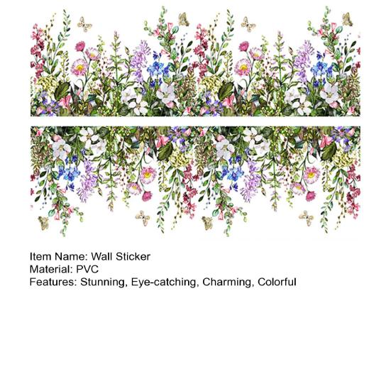 Yousheng 2 Sheets Watercolor Floral Wall Corner Stickers Wildflower Butterflies Green Grass Baseboard Skirting Line Wall Decals for Bedroom Living