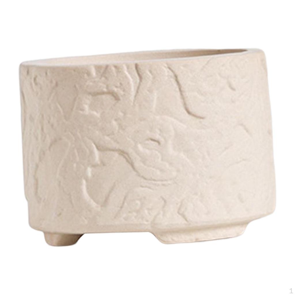 Cute Ceramic Flower Planter Pot Bonsai Container Small Ornament Vase for Home Balcony Desktop Living