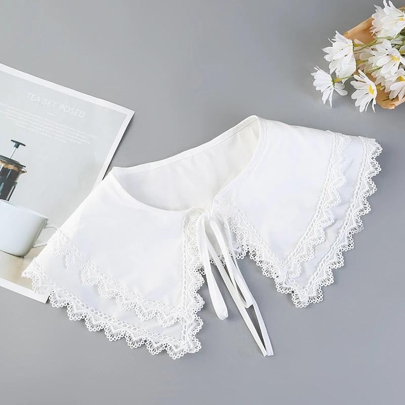 Koreansk Stor Revers Avtakbar Krage for Kvinner Genser Topp Falsk Krage Sjal Skuldersjal Dekor Falske Krager Slips