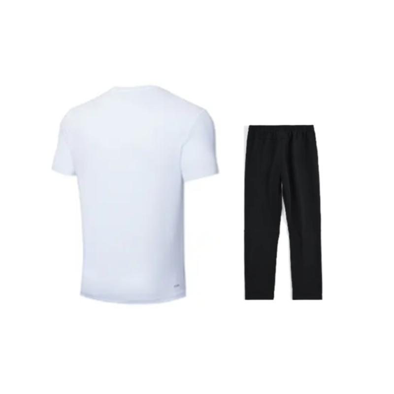 Li-Ning Summer Mens Round Neck Short Sleeve Comfortable Breathable Quick-Dry Simple Versatile Casual Sports Suit Men suit AHST347-3+AKLU881-1