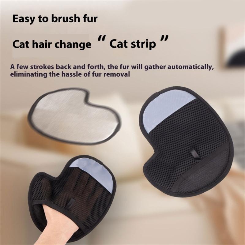 Reusable Pet Grooming Glove Double Side Hair Remover Brush Removes Shedding Hair for Dog Cats Grooming Supply
