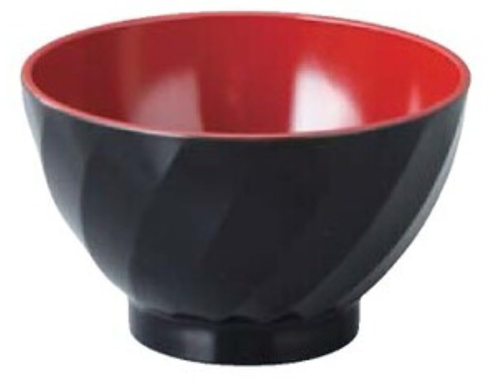 Fukui Craft Diameter 108mm Twisted Soup Black with Red Interior 31090010 TA) Bowl,