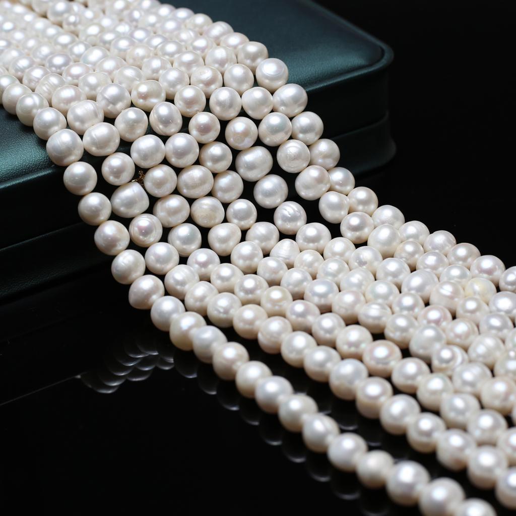1String, White Natural Freshwater Pearls, Handmade Round Pearl Beads, 10-11 Mm, for DIY Necklace Accessories, Jewelry Making, Women Gift, 36 Cm
