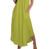 Women's  Solid Color Loose V-neck Spaghetti Strap Irregular A-line Maxi Dress Summer Casual Long Dress for Leisure