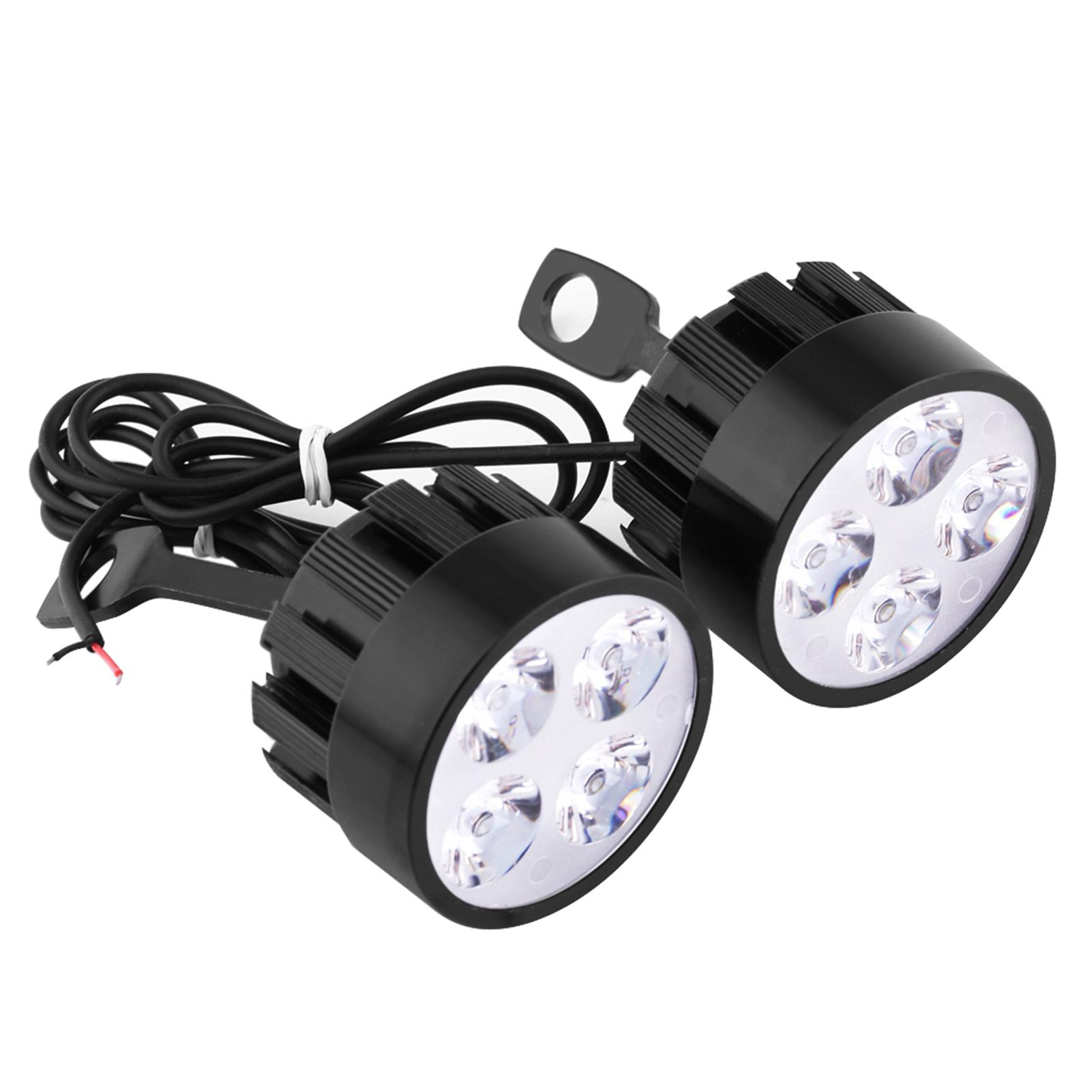 1 Pair Motorcycle LED Hdlight Lamp 4 LED High Brightness 2400LM for Motorcycle ATV Boat Truck with Aluminum Alloy Base sy Install