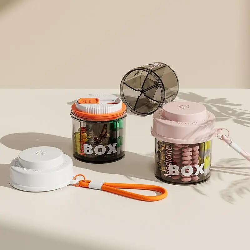 Pilleboks Pilleetui 4 Rom Tablett Pille Organiseringsetui Dispenser Reise Tablett Holder Beholder Medisin Oppbevaringsboks