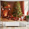 Neon Fireplace Tapestry Wall Hanging Christmas Tree Gift Socks New Year Atmosphere Background Cloth Witchcraft Home Decor