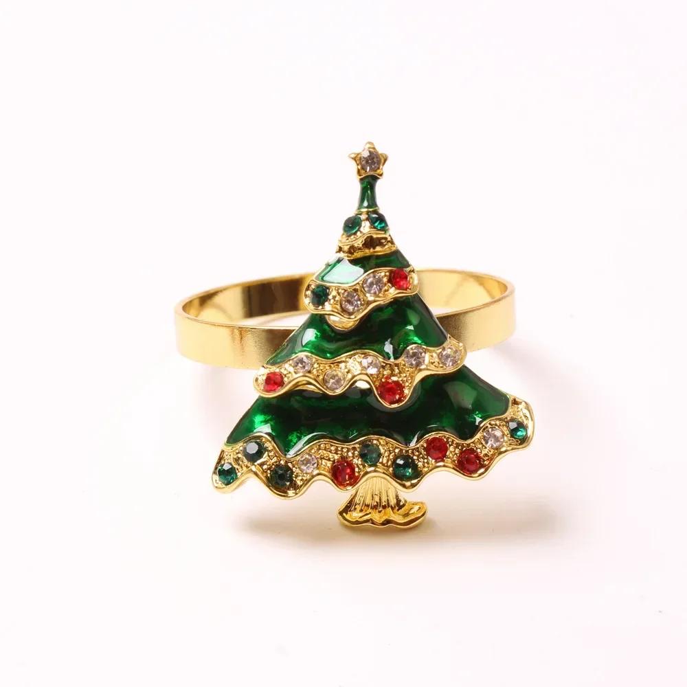 4PCS Creative Christmas Table Decoration Snow Napkin Ring Xmas Tree Tissue Buckle Boots Car Napkin Holder Holiday Home Party