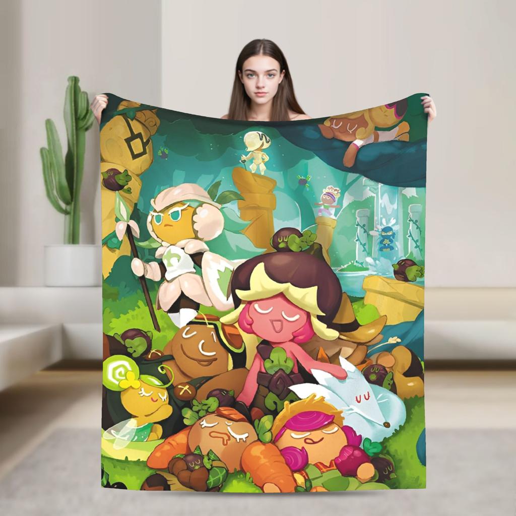 Cookie Run Kingdom Pure Vanilla Cookie Flannel Throw Blanket  for Bedspreads Knitted Blanket Office Super Soft Breathable