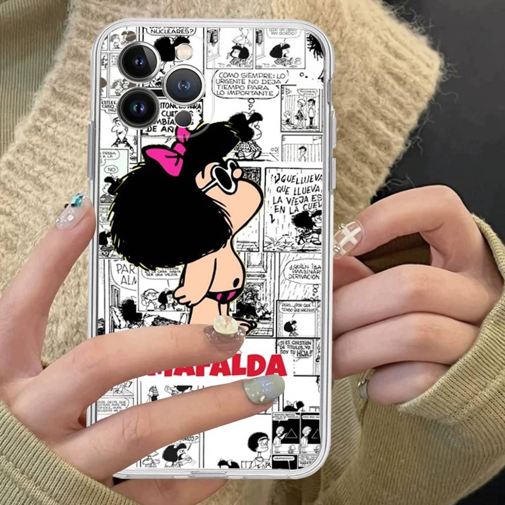 

Popular Cartoon M-Mafalda For IPhone 17 16 15 14 13 12 11 Pro Max Plus Transparent Soft TPU Phone Cover iPhone 16