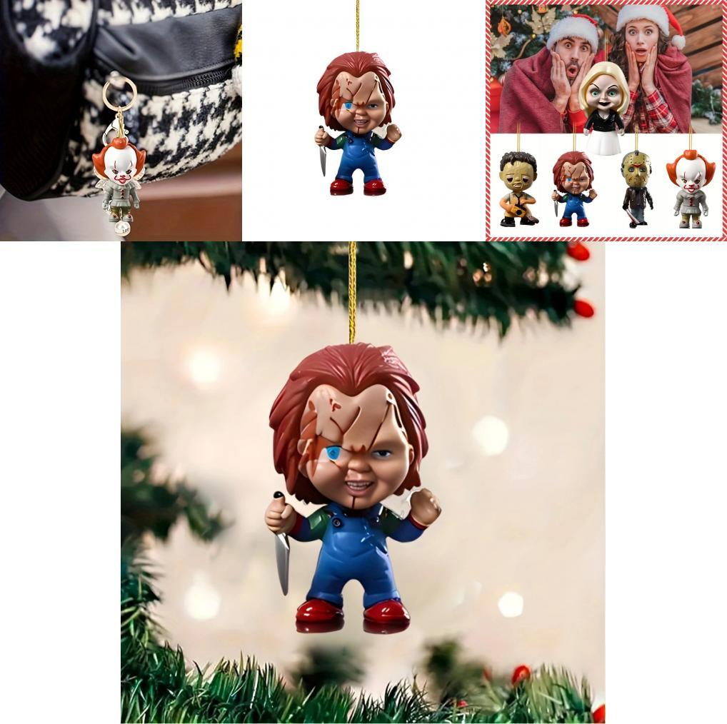 Halloween Scary Movie Character Acrylic Flat Hanging Party Decoration For Cars