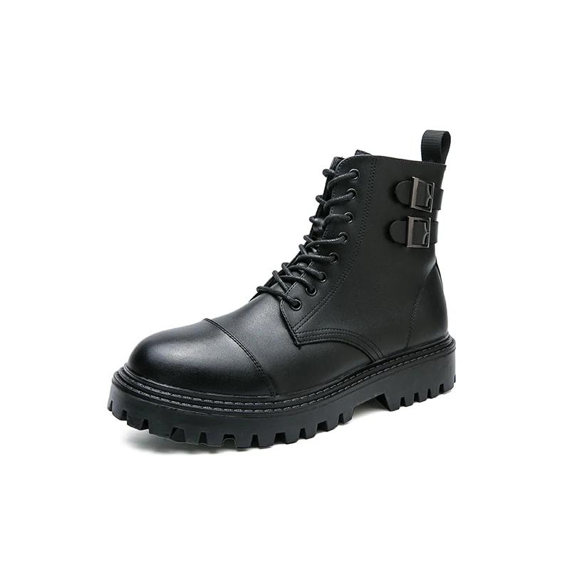 Fashion Brown Motorcycle Boots Genuine Leather Men Spring New Combat Army Boots Waterproof Man Boots Classic Trend Footwear Casual Shoes