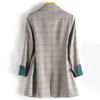 Moda Cuadros Mujer Abrigo Blazer Chaqueta de Traje Retro Blazer Mujer Abrigos Casuales Abrigo para Damas de Oficina
