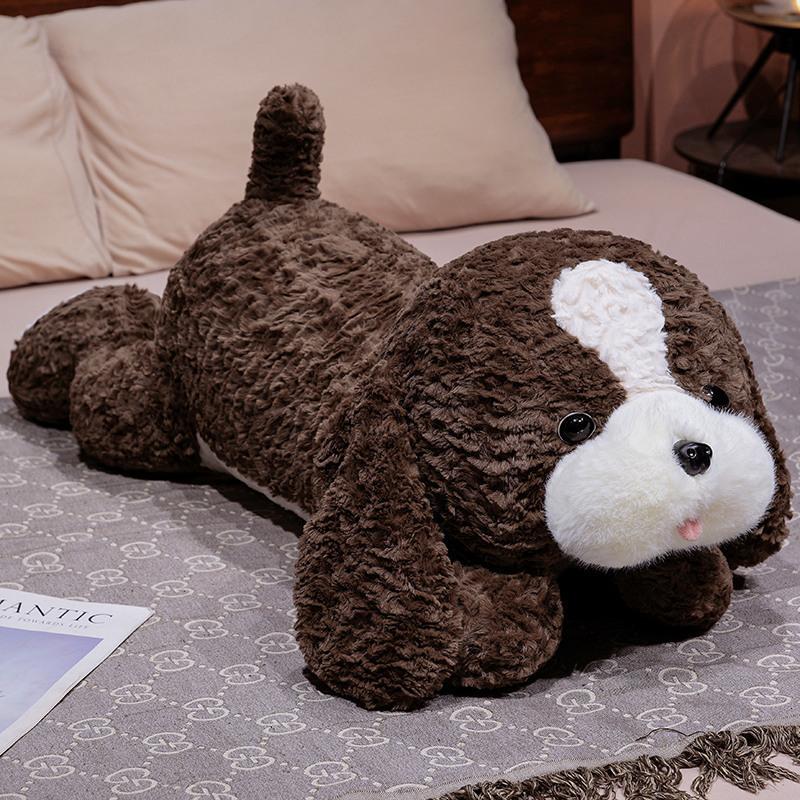 Cute Lying Down Dog Doll Throw Pillow Boys and Girls Sleeping Puppy Doll Side Herding Dog Plush Toy Cloth Doll Gift