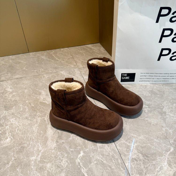 Thick-soled Warm Bread Shoes, Piled and Thickened Snow Boots for Women's 2025 Winter New Internet Celebrity Short Boots Cotton Shoes