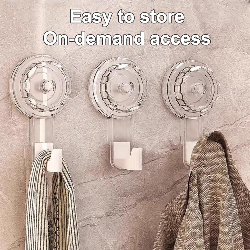 3pcs Removable Swivel Strong Suction Cup Hook Water And Moisture Resistant Suitable For Kitchen Bathroom