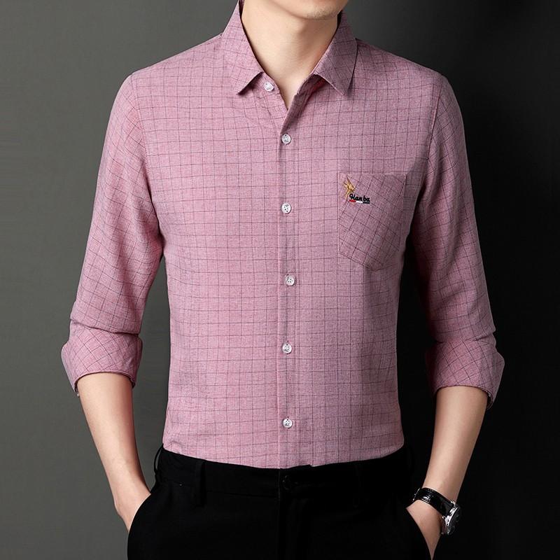 Весенняя новая рубашка для мужчин среднего возраста с квадратным воротником — фото 3